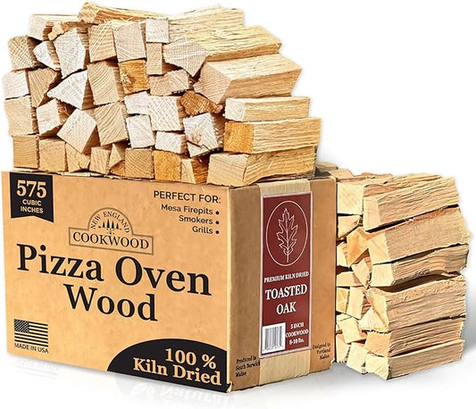 Toasted Oak 5 Inch Universal Cooking Firewood - 8 lbs. ~575cuin Premium Kiln Dried Cooking Wood for Grills, Smokers and Ooni, Solo, Bertello Pizza Ovens (Red and White Oak Hardwood)