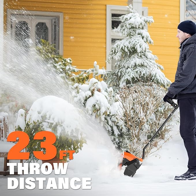 MAXLANDER Electric Snow Shovel Cordless, 20V 12-Inch Cordless Snow Blower, Battery Snow Shovel with Directional Plate & LED Lights (4.0Ah Battery, Quick Charger & Cover Included