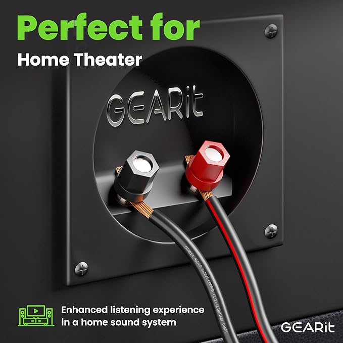 12AWG Speaker Wire, GearIT Pro Series 12 AWG Gauge Speaker Wire Cable (50 Feet / 15.24 Meters) Great Use for Home Theater Speakers and Car Speakers Black