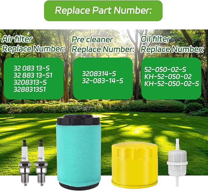 32 083 13-s Air Filter 52 050 02 Oil Filter for Kohler 7000 Series 22HP-26HP KT725 KT735 KT740 KT745 KT735-745 PRO, EKT740-EKT750 Lawn Mower Fits Craftsman MTD Toro SCAG Bad Boy Husqvarna Tractor