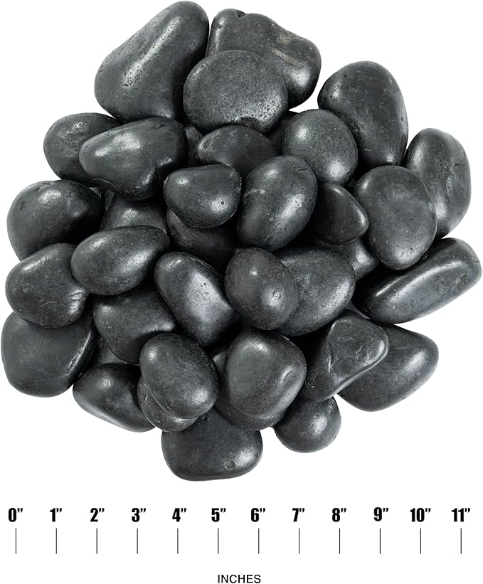 MSI Decorative Polished Black Pebbles, 1.2 inch - 2 inch, 40 lb. Bag(Pallet/ 55 Bags)