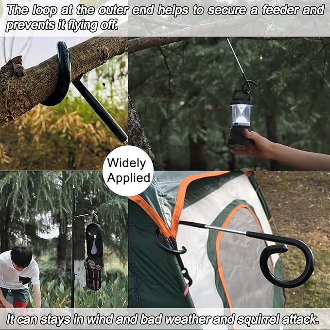 2 PCS Wrap Hooks Bird Feeder Pole Attachment Extra Feeder Arm Addition Pole Hook Birdfeeder Accessories for Hanging Bird Feeders