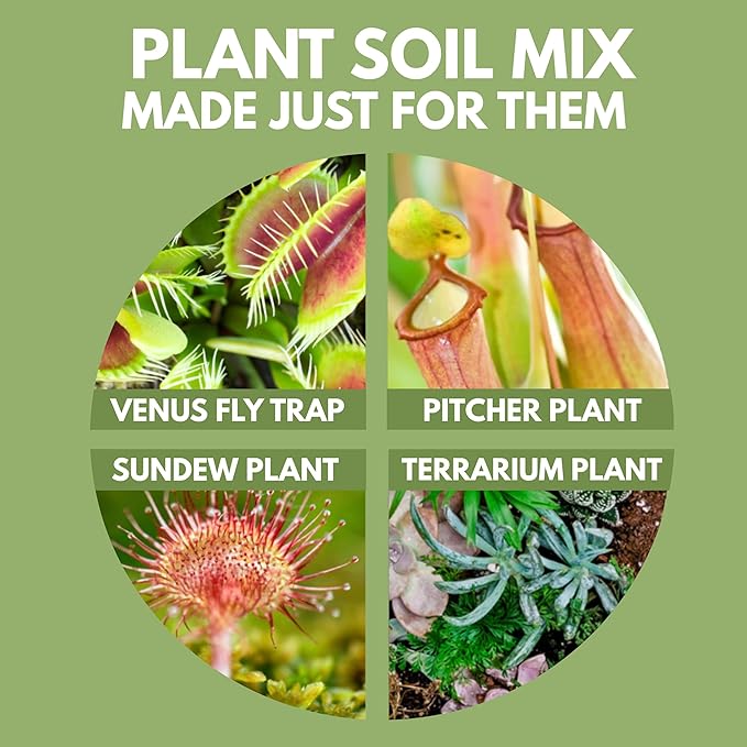 Organic Earth Carnivorous Plant Soil Mix 1 QT - Plant Food Peat Moss & Perlite for Carnivorous Plants - Terrarium Soil, Pitcher Plant Soil, Venus Fly Trap Soil
