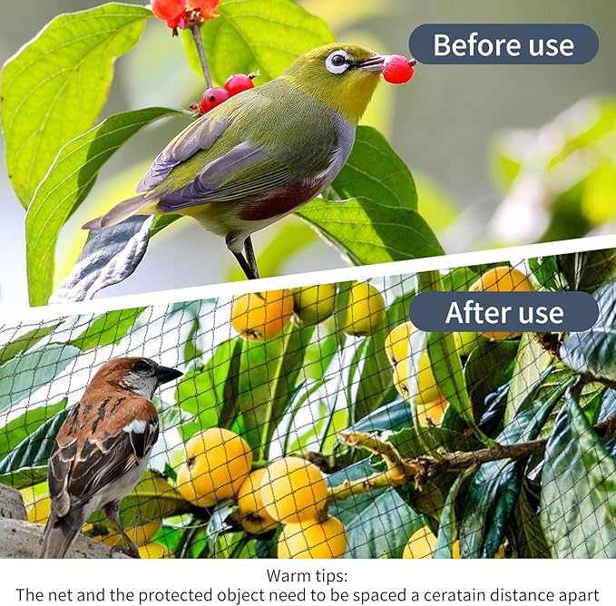 Garden Netting,7.5ft x 65ft Black Bird Netting Heavy Duty,Rabbit,Squirrels,Anti Birds,Larger Bees,Deer,Chicken,Cardinals，Animal Fencing for Fruit Tree & Vegetable Garden