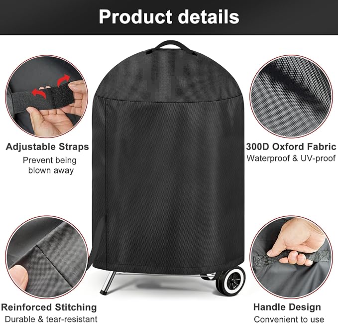 LBTING Grill Cover, 26-inch Heavy Duty 300D Oxford Waterproof Windproof UV Resistant BBQ Gas Grill Cover for Outdoor Barbecue Fit Most Brands Weber, Brinkmann, Char Broil, Holland