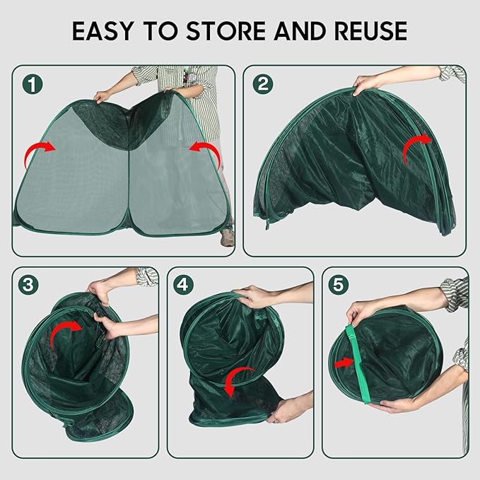 MIAOKE Pop Up Mesh Plant Cover, 35.4x35.4x38.2 Inch No Build Garden Netting Protection Against Insects, Raised Bed Cover for Barrier Against Insects for Vegetable Plant Fruit Animals