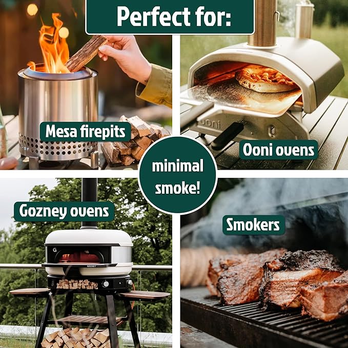 Savory Blend 5 Inch Universal Cooking Firewood - 14lbs. ~1000cuin Premium Kiln Dried Cooking Wood for Grills, Smokers and Ooni, Solo, Bertello Pizza Ovens (Savory Hardwood Blend)