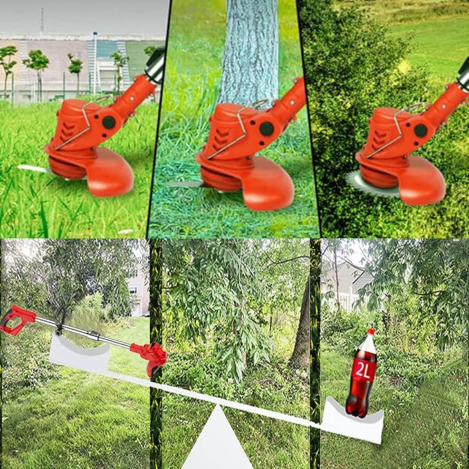 Weed Wacker Electric Cordless Grass Trimmer,with 3Types Blades,Included 2Pcs 24v 4Ah Batteries Electric Stringless Weed Trimmer Lightweight 2.6lb， for Yard and Garden