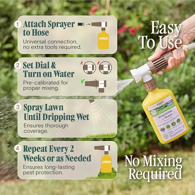 Organic Insecticide for Lawns, Trees & Shrubs – 16oz Ready-to-Spray – Lawn Insect Killer for Grubs, Armyworms & Beetles – Gentle on Grass, People & Pets – Outdoor Bug Spray for Lawn Yard Pest Control