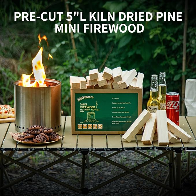 Mini Fire Sticks Wood,5" Lengths Kiln Dried Pine Small Firewood,Barkless Kindling Fire Logs,Fire Pit Accessories Great for Stove Mesa XL,Tabletop Firepit,Pizza Oven Wood,8 Lbs