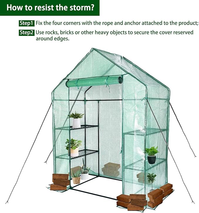 Mini Greenhouse,Greenhouses for Outdoors,Portable Walk in Green House for Garden Plants That Need Frost Protection and Away from Pests, Animals(56"x30"x76")-Green