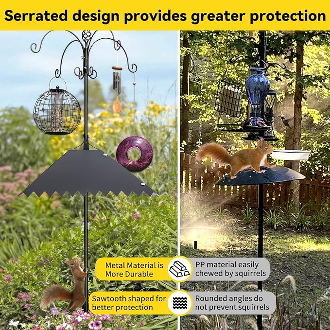 Metal Squirrel Baffle for 4x4Post, 17 Inch Squirrel Guard Stopper for Outdoor Bird Feeder Poles, Proof Baffles Keep Raccoons Out of Bird Houses (2 Pcs)