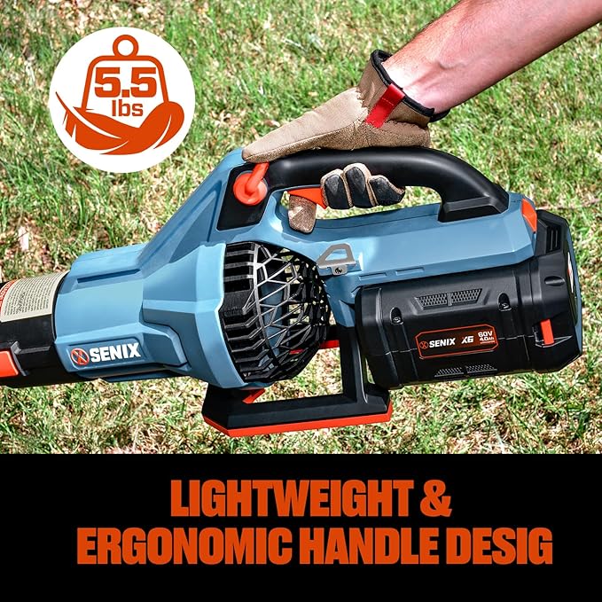 SENIX Leaf Blower Cordless, 60V Max 1300W Brushless Electric Leaf Blowers, 810 CFM & 170 MPH, Stepless Speed, Cruise Control, 60V 4.0Ah Battery & Charger Included,Blowers for Lawn Care, Yard, Garden