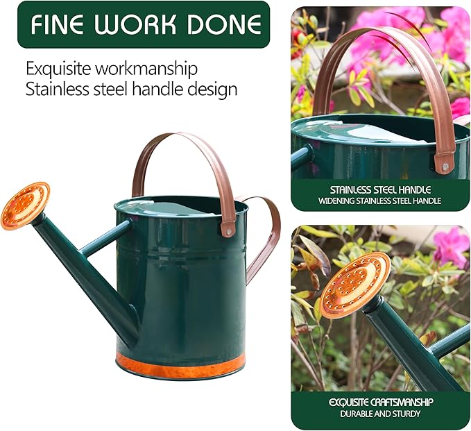 Metal Watering Can for Outdoor and Indoor Plants, Watering Can Decor, 1 Gallon (1 Gallon Green2)