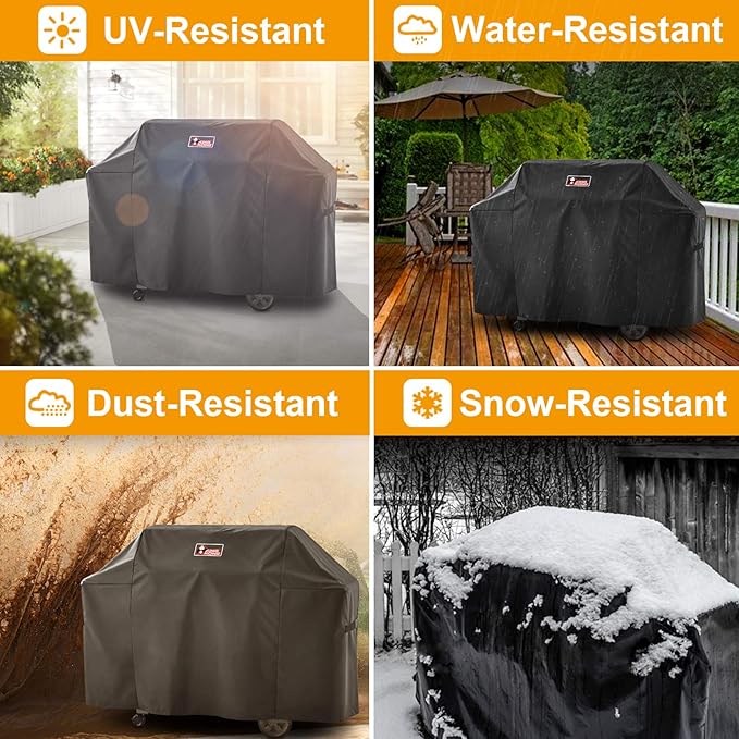 Kingkong 7131 Grill Cover for Weber Genesis II 4 Burner Grill including Brush, Tongs and Thermometer