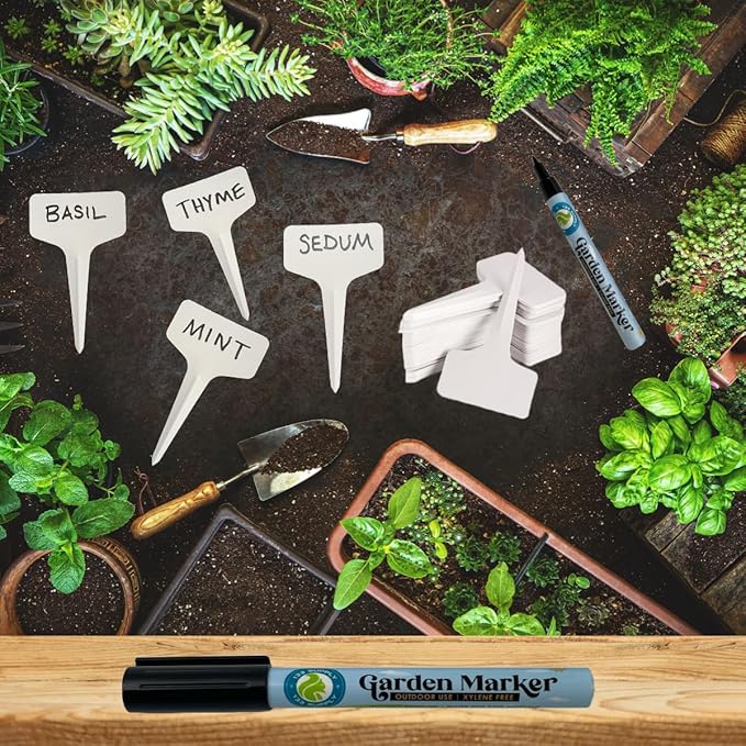 2 Pack Garden Marker Pen Permanent Markers Black (UV Fade Resistant Marker Pens for Plant Markers Garden Markers Waterproof Pen Black Markers Outdoor Marker for Garden Plant Labels 0.8mm)