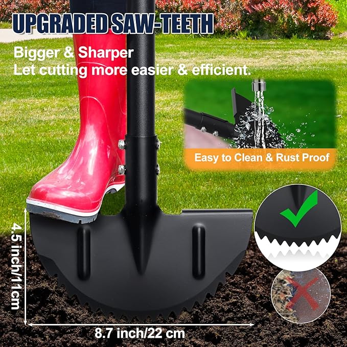Heavy Duty Edger Lawn Tool, 34-49 in Adjustable Carbon Steel Weed Cutter with Comfort-Grip Rubber Handle – Ideal for Lawn Edging, Yard Maintenance, and Garden Landscaping, Black