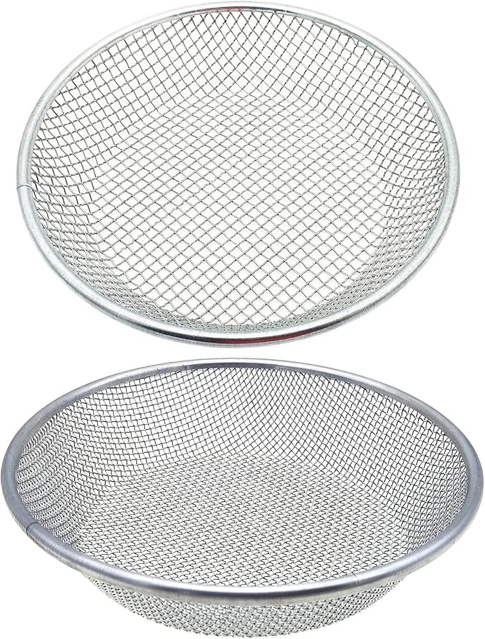 2PCS YUEBM Gardening Sand Soil Compost Sifter Perfect for 5 Gallon Bucket, 1/4 Inch Mesh, 1/8 Inch Mesh