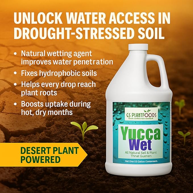 Yucca Wet - Wetting Agent - Surfactant - Liquid Yucca All Natural Extract for Plants, Lawns - Aeration Soil Loosener & Lawn Fertilizer - 1 Gallon Concentrate
