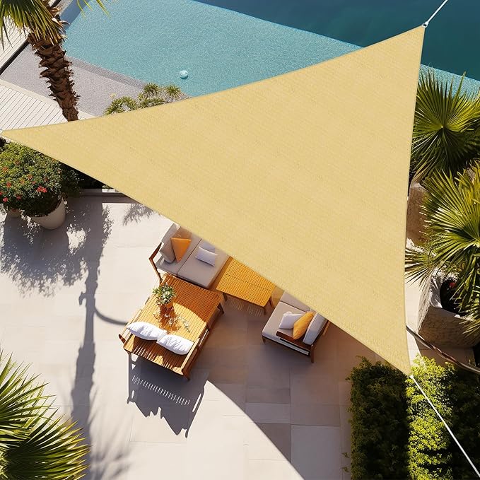 Shade&Beyond Sun Shade Sail Breathable UV Block Outdoor Covering Cloth for Backyard, Pool, 24'X24'X33.9', Beige (Customized Available)