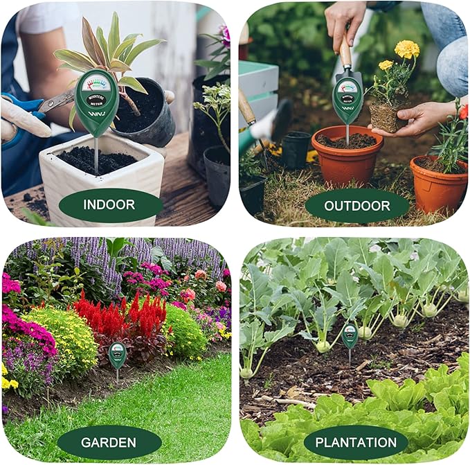 2 Pack Soil Moisture Meter, Plant Water Monitor, Lawn Moisture Meter，Soil Hygrometer Sensor for Gardening, Farming, Indoor and Outdoor Plants