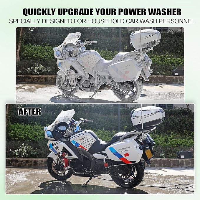 Dual Connector Foam Cannon for Pressure Washer, Pressure Washer Gun with Foam Cannon and 5 Power Washer Sprayer Nozzles Tips for Car Wash Kit Power Washer Gun Foam Soap Cannon for Car Snow Foam Lance