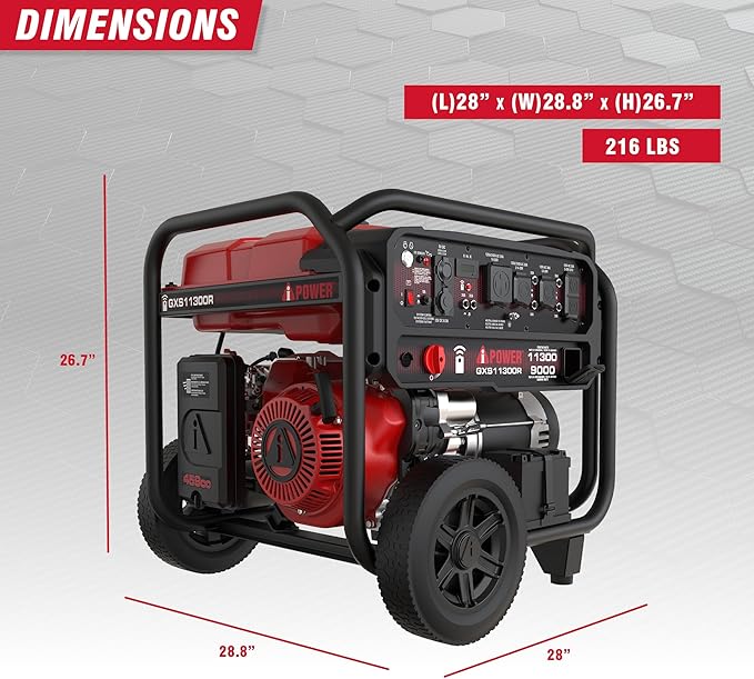 A-iPower 11300-Watt Remote Start Portable Generator Gas Powered, Heavy Duty Generators with 459cc OHV Engine forHome Use, Jobsite, Emergency, Power Outages (GXS11300R)