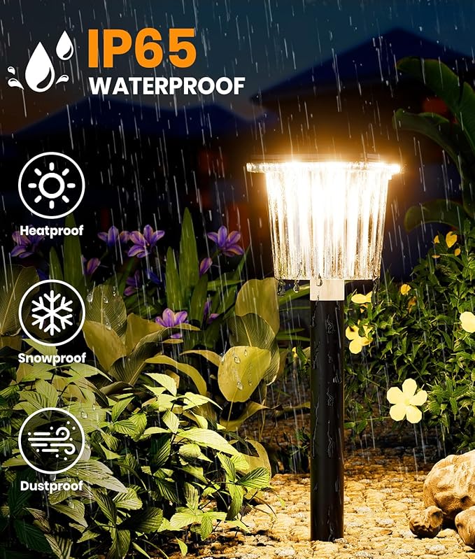 Super Bright Solar Pathway Lights Outdoor Powered 8 Pack,Adjustable Warm&Cool White,Waterproof IP65 Solar Garden Decor Landscape Lighting Outside for Front Yard/Patio/Walkway/Driveway/Lawn/Path Light