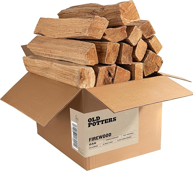 Old Potter Kiln Dried Firewood, ~1.5 Cu Ft ~ 38-45 lbs, for Solo Stove, Firepits and Fireplaces or Cooking, 16 Inch Logs, Oak