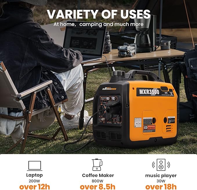 maXpeedingrods 3400 Watt Portable Inverter Generator Gas Powerd, Compact and Lightweight RV Ready Generator for Outdoor Camping, Home Backup