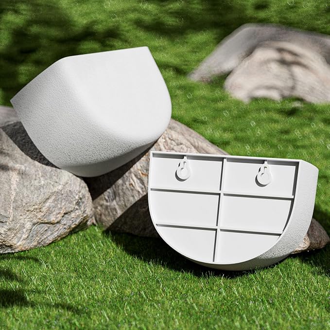 2 Pack Wall Hanging Planter Pots for Indoor and Outdoor Plants, 7 Inch Half-Moon-Shaped Plastic Wall Planter, Wall Mounted Succulent Planters (White)