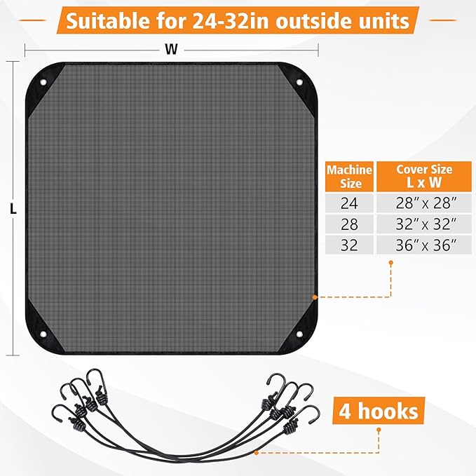 28'' X 28'' Central Air Conditioner Covers for Outside Units,Top Universal AC Unit Mesh Covers Outdoor,Breathable AC Condenser Cover for All Seasons
