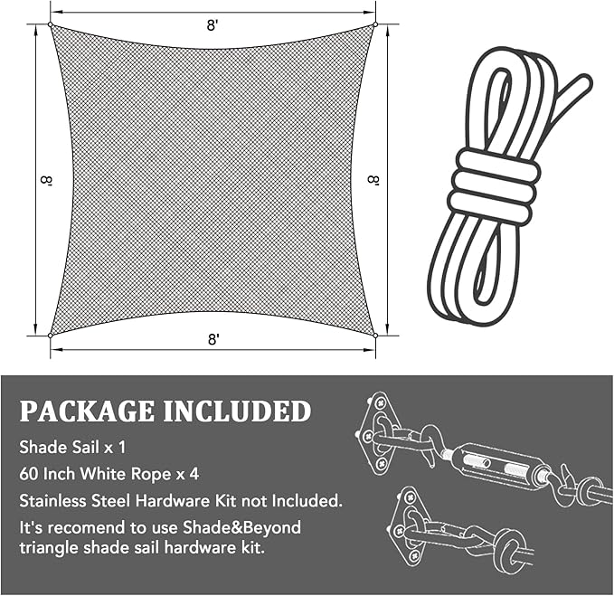 Shade&Beyond Sun Shade Sail Breathable UV Block Outdoor Covering Cloth for Backyard, Pool, 7'X17', Beige (Customized Available)