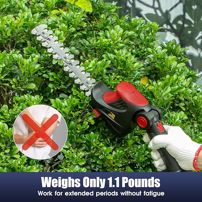 Hedge Trimmer Cordless for Milwaukee 18V MAX Battery, 1500RPM Grass Trimmer Electric Hedge Trimmer, 2 in 1 Design, Perfect for Yard, Garden, and Lawn Care(Battery Not Included) (Red)