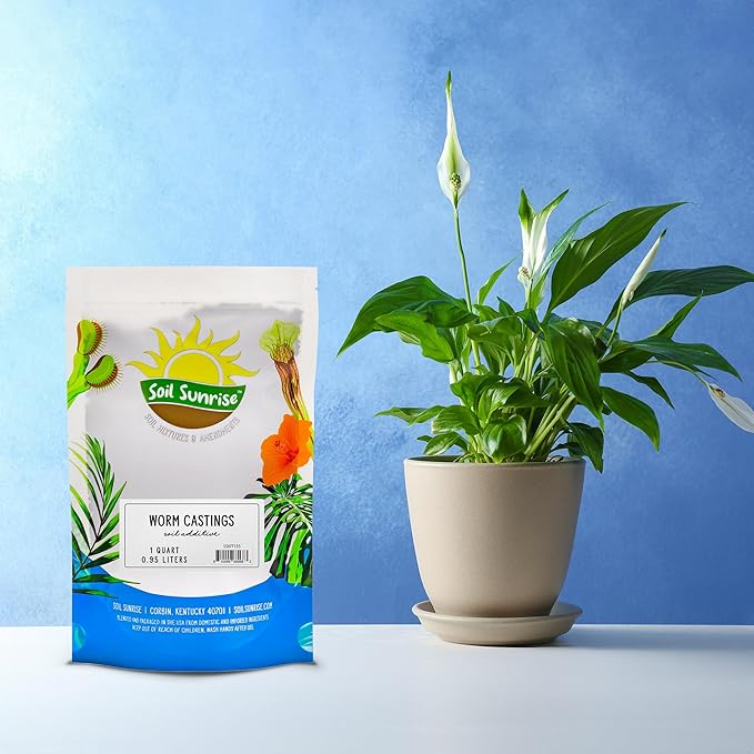 Premium Organic Worm Castings (1 Pound); 1QT All Natural Soil Additive, Builder, and Fertilizer