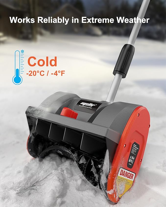 Mellif Cordless Snow Shovel, 12-Inch Brushless Snow Blower Compatible with DeWalt 20V MAX Battery, Includes 4.0Ah Battery & Charger Kit, Lightweight with Adjustable Chute (Gray for Dewalt)