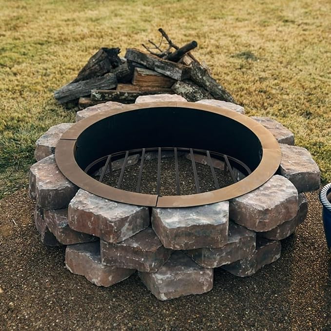 only fire Round Fire Pit Grate with 4 Legs for Outdoor Campfire Grill Cooking, 24 Inch