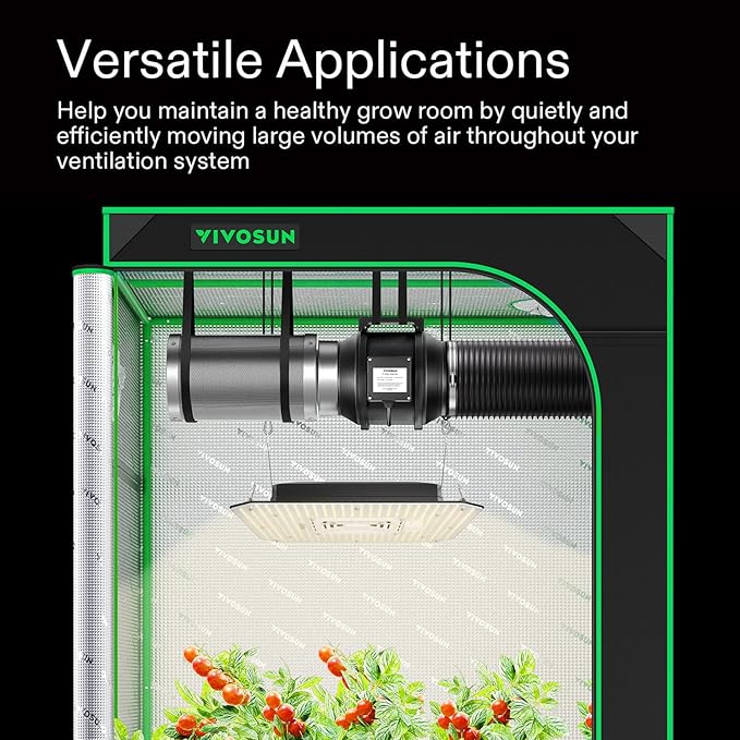 VIVOSUN Ventilation Kit 4 Inch 190 CFM Inline Duct Fan with 4"x 12" Carbon Filter Odor Control System with Australia Virgin Charcoal for Grow Tent Ventilation