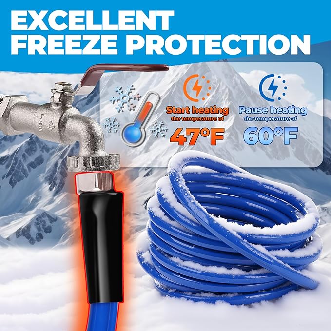 15FT Heated Water Hose for Rv,Heated Drinking Water Hose Antifreeze to -45°F,Great Rv Accessories for Campers,Livestock,Agriculture,Lead and BPA Free