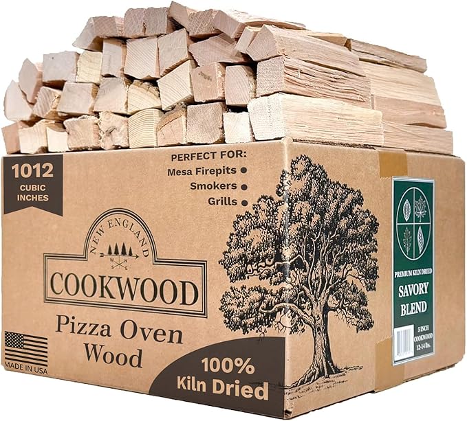 Savory Blend 5 Inch Universal Cooking Firewood - 14lbs. ~1000cuin Premium Kiln Dried Cooking Wood for Grills, Smokers and Ooni, Solo, Bertello Pizza Ovens (Savory Hardwood Blend)