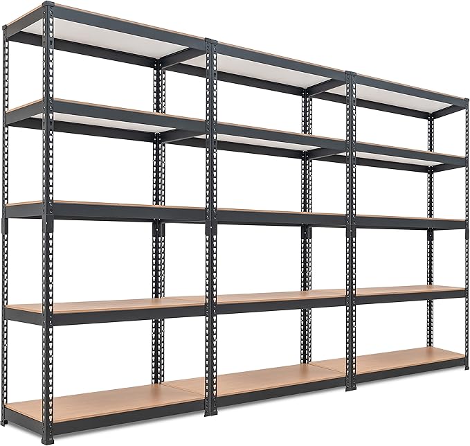 HOMEDANT 5 Tier Storage Shelves Adjustable Laminated Boltless Garage Metal Shelving Unit Heavy Duty Utility Rack Shelf Warehouse Pantry Closet Kitchen 35.9" W x 16.2" D x 71.3" H 3Pack
