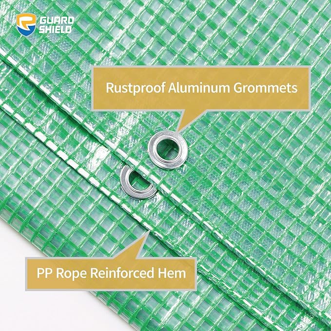 GUARD SHIELD Clear Green Tarp Heavy Duty 6x8 Feet Waterproof for Greenhouse Outdoor Garden Poly Cover UV Resistant 3x3 Weave 10mil