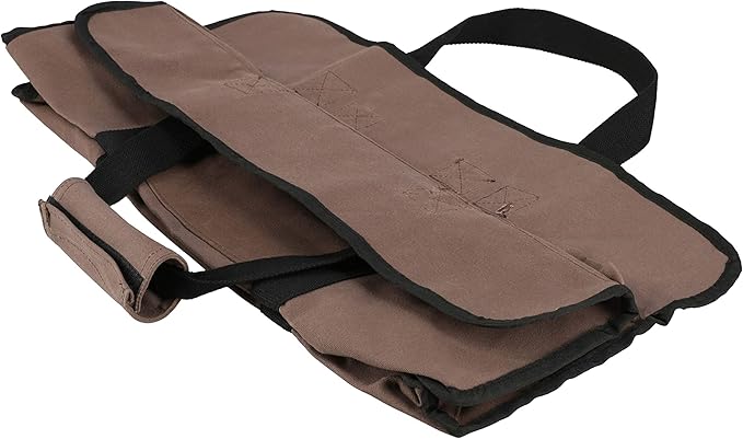 WHITEDUCK TUFF Large Firewood Carrier 21 Oz. Heavy Duty Waxed Canvas Fireplace Log Carrier Holders for Carrying Wood Indoors & Outdoor (Brown, Tote Shape (23"x10"x12"))