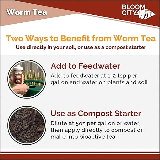 Organic Earthworm Tea Concentrate and Compost and Bokashi Booster by Bloom City, Quart (32 oz)