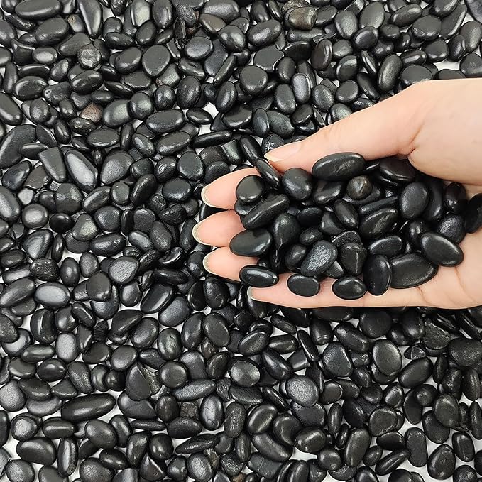 2 lbs Black Pebbles for Indoor Plants, 3/8 inch Decorative Rocks, Black River Rocks for Succulent Potted Plant, Vase, Aquarium, Landscaping and Outdoor Garden Rocks