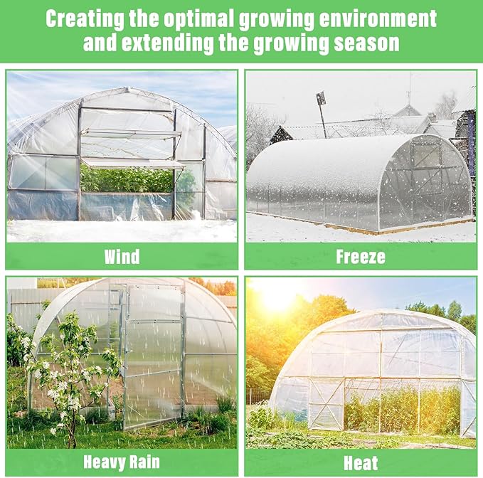 Legigo 10 X 30 Ft Clear Plastic Plant Covers Freeze Protection- 6 Mil Winter Greenhouse Plastic Sheeting for Frost Water Sun Wind Resistant, Plant Vegetable Blanket Covers for Cold Weather Garden Farm