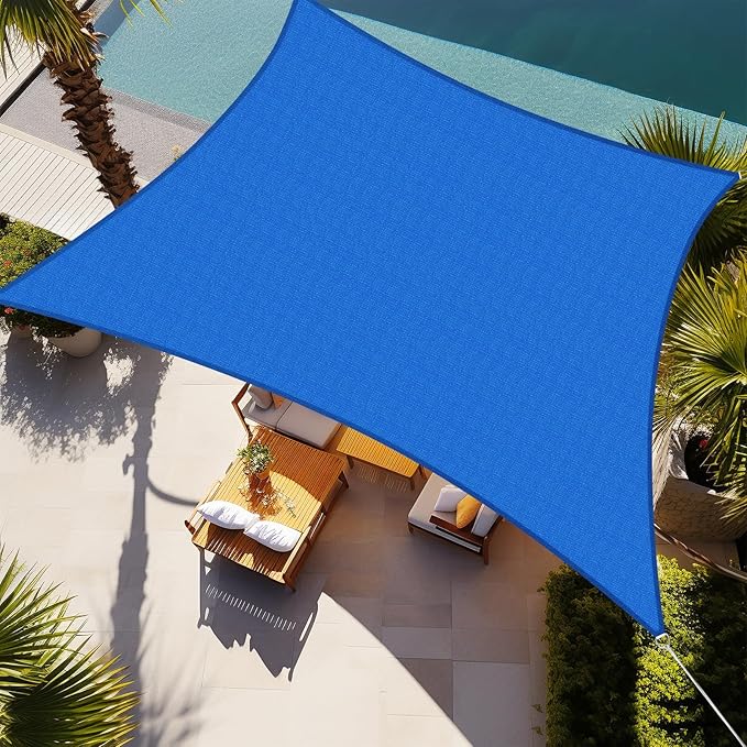 Shade&Beyond Sun Shade Sail Breathable UV Block Outdoor Covering Cloth for Backyard, Pool, 10'X28', Blue (Customized Available)