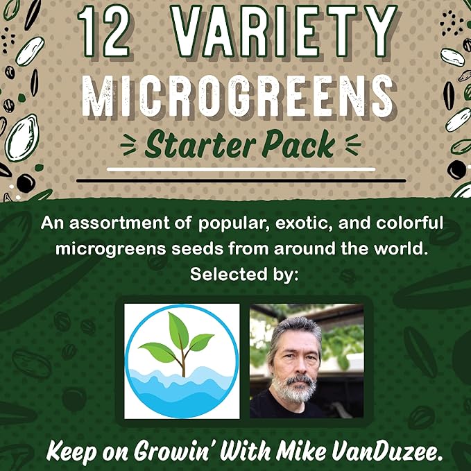 12 Variety Pack Microgreens Seeds Kit - Broccoli Seed for Sprouting Plus Purple Radish, Beet, Sunflower Microgreens, Peas, Shiso, Cilantro, Beet, Pak Choi, Korean Shiso, Cress & More