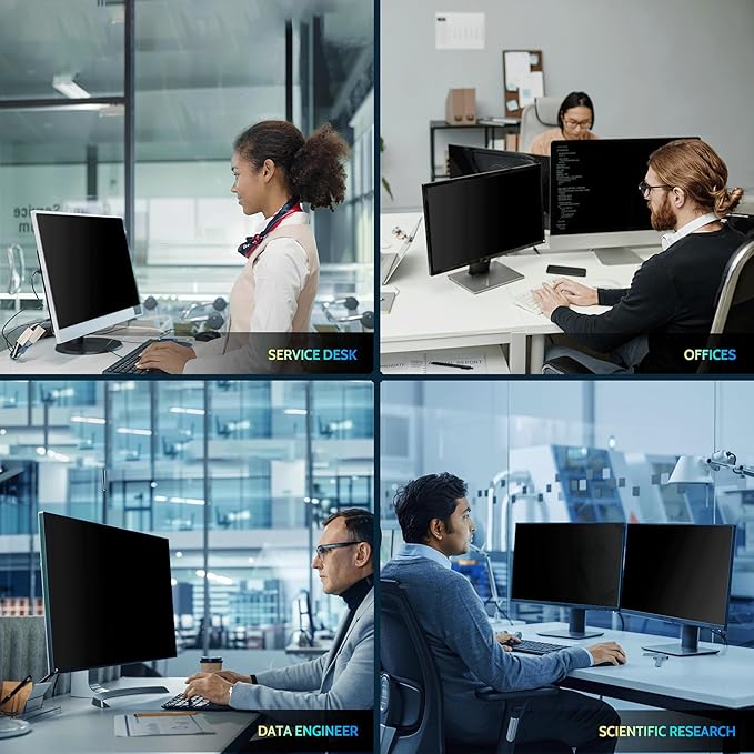 [2-Pack] 19 Inch Privacy Screen for Computer Monitor 5:4 Aspect Ratio, Eye Protection Anti Blue Light Glare Shield, 19inch Removable Black Blackout Anti Spy Desktop Security Private Filter