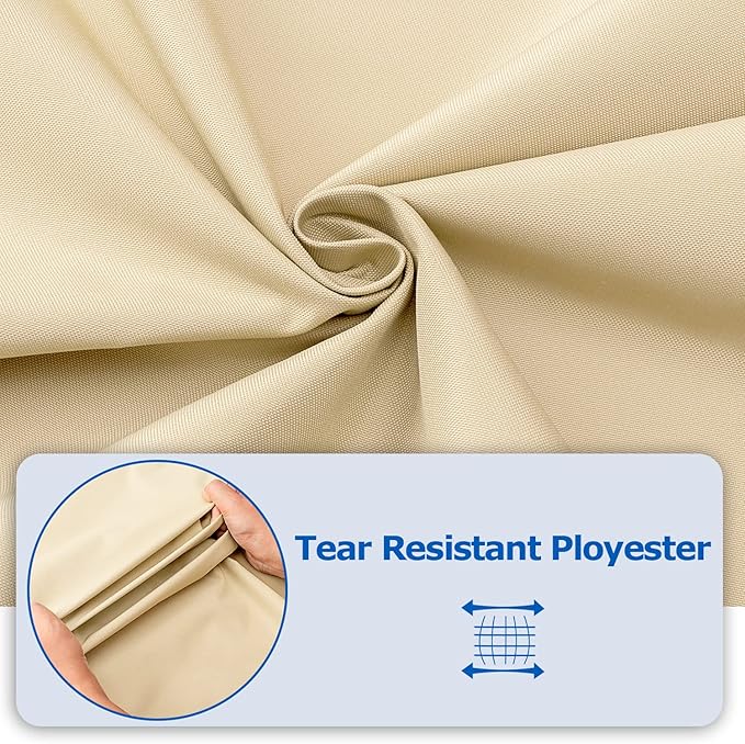 SunPatio BBQ Grill Cover 70 Inch, Outdoor Waterproof Large Barbecue Cover, All Weather Resistant Charcoal Gas Grill Protector, Compatible for Weber Char-Broil Nexgrill Napoleon and More, Beige